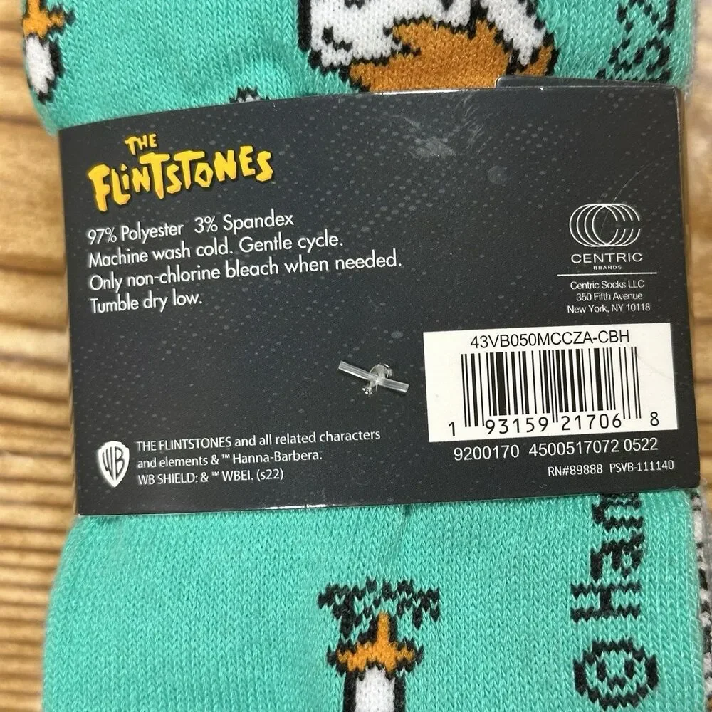 The Flintstones 5-Pair Casual Crew Socks Adult‎ Unisex Graphic Cartoon NWT